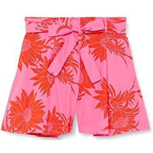 Pinko Sereno Shorts Popeline print broek voor dames, Nr1_roze/rood, 34 NL