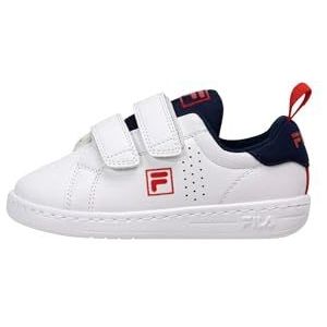 FILA Crosscourt 2 NT Velcro TDL Sneakers voor jongens, uniseks, wit marineblauw, 22 EU