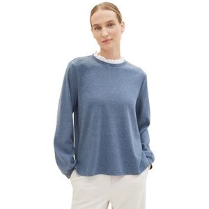 TOM TAILOR Sweatshirt voor dames, 30266 - Stormy Sea Blue Melange, L