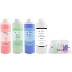 Apera Instruments pH-kalibratieoplossing 4.01/7.00/10.01 + 3M KCl elektroden opslagoplossing per 250 ml, bufferoplossingsset