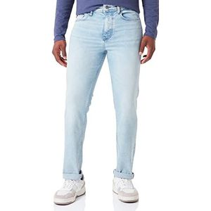 BOSS Heren Taber Zip BC-C taps toelopende fit jeans van comfortabel stretch denim met zwarte zwavelwassing, Light/pastel Blue459, 30W x 32L