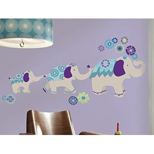 RoomMates RMK3045TB Waverly muursticker, olifant, groot, blauwgroen/paars