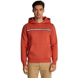 Tommy Hilfiger Heren BORSTSTREEP HOODY Pullover Hoodie, Terra Rood, XS, Terra Rood, XS