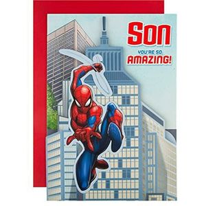 Hallmark 3D-verjaardagskaart voor zoon - Marvel Amazing Spiderman Design, ECM25539413, veelkleurig