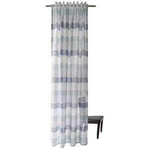 Homing halbtransparenter Vorhang quergestreift, Blau, 1 Stück, H x B: 245 cm x 140 cm 5396-04