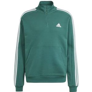 adidas Heren Essentials Fleece 3-Stripes 1/4-Zip Sweatshirt, Collegiate Groen/Wit, XL, Collegiate Groen/Wit, XL