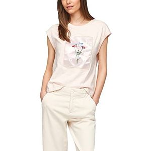 s.Oliver Dames T-shirt met satijnen applicatie, Light Blush, 36