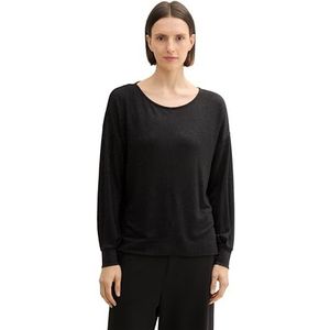 TOM TAILOR T-shirt met lange mouwen voor dames, 14482 - Deep Black, XL