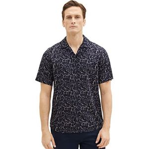 TOM TAILOR Heren 1036232 hemd, 31836-Navy Broken Structuur Design, M, 31836 - Navy Broken Structuur Design, M