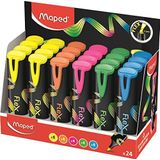 Maped - 24 Fluo'Peps Flex markeerstiften - zachte en flexibele punt - display x24 - kleuren: geel, blauw, groen, roze en oranje