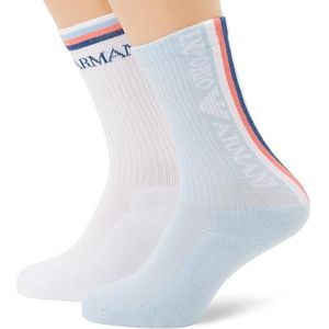 EMPORIO ARMANI Sokken voor dames, Wit/Lichtblauw, Eén Maat