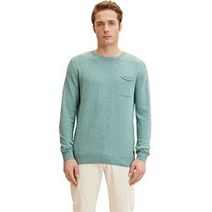 TOM TAILOR Uomini Gebreide trui met borstzak 1029735, 29282 - Soft Green White Fine Mouline, S