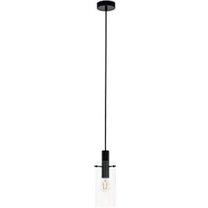 EGLO Montefino Hanglamp, 1 lichtpunt, hanglamp van metaal in zwart en helder glas, eettafellamp, woonkamerlamp hangend met E27-fitting