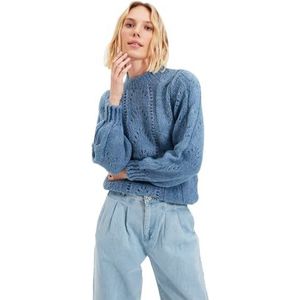 Trendyol Dames Regular Basic Crew Neck Knitwear Sweater, Blauw, S
