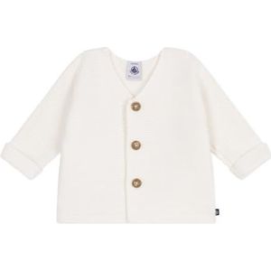 Petit Bateau Unisex Baby A0CES gebreide jas, wit, 0-3 maanden, wit, 0-3 Maanden