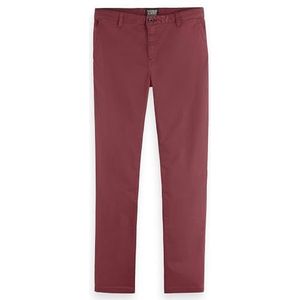 Scotch & Soda Essential Mott-Stretch Cotton Chino Pants voor heren, wijn, 28W / 30L