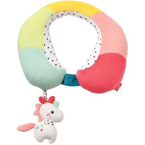 Fehn 057294 Nackenstütze Einhorn - Nackenkissen mit kleinem Rassel-Tier – Ergonomische Form des Nackenhörnchens stützt, entlastet und bietet sicheren Halt in Auto, Babyschale oder Kinderwagen