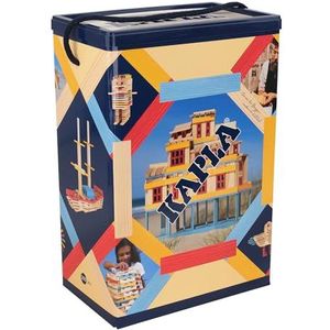 KAPLA SUMMER BOX 200 kleurrijke planken (blauw, rood en geel) met bouwgids, houten speelgoed, bouwset, vanaf 2 jaar