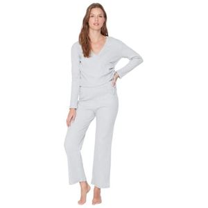 TRENDYOL Pajama Set - Groen - Plain, Grau, S