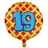 PD-Party 7042119 Gelukkig Folie Ballonnen | Happy Balloons | Viering | Feest Decoraties - 19 Jaren, Rood/Geel, 46cm Lengte x 46cm Breedte x 46cm Hoogte