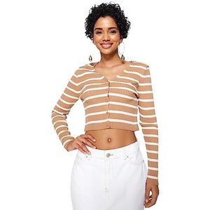 Trendyol FeMan Slim fit Basic V-hals gebreid vest, bruin, M, Bruin, M