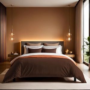 Premium Ranforce Single Quilt Cover, donkerbruin, 135 x 200 cm, 100% katoen, 155 draden count, knoopsluiting, machinewasbaar op 30 °C, zacht en duurzaam