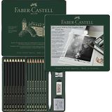 Faber-Castell 115224 - Potloden Set Pitt Graphite Matt & Castell 9000, 20-delig, incl. papierwisser, gum, kneedgum en puntenslijper