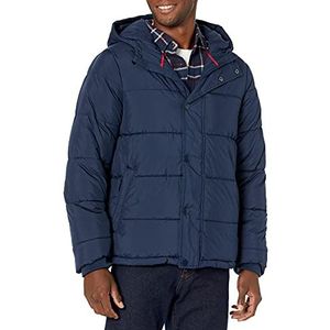 Amazon Essentials Zwaar gewicht Puffer jas jurk met capuchon Navy, S