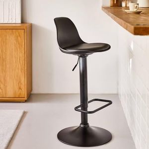 Avilia Barkruk voor meubels, verstelbare kruk voor je keuken, modern design, zwart van polypropyleen, 40 x 36 x 103 cm.