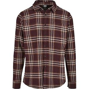 Urban Classics Heren geruite campus shirt, Cherry/Honey, L