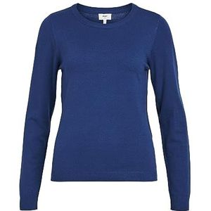 OBJTHESS L/S gebreide trui met ronde hals, Estate Blue/Detail: melange, S