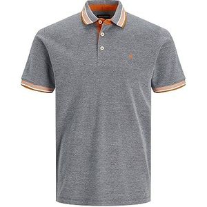 JACK & JONES Heren Slim Fit Polo Shirt JJEPAULOS Uni Zomer Hemd Korte Mouwen Basic Piqué Katoen., Colour:Grey, Size:XL