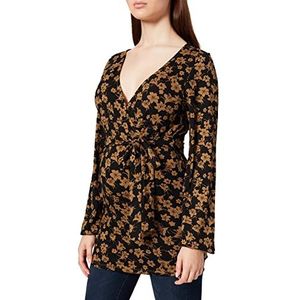 Noppies Dames Top Nurs Ls AOP Irving T-shirt, Black - P090, 44