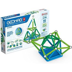 Geomag Klassiek - 60 stuks- magnetische constructie voor kinderen - groene collectie - 100 procent gerecycled plastic educatief speelgoed