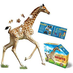 Madd Capp 884002 Shape Puzzel Junior Giraf, contourpuzzel 100 stukjes, voor kinderen en volwassenen, meerkleurig