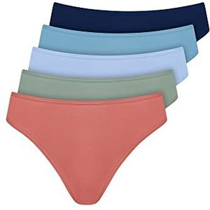 Nur Die Set van 5 mini-slips, meerkleurig, van katoen, stretch, ondergoed, onderbroeken, basic multipack dames, Urban Mix, 44-46