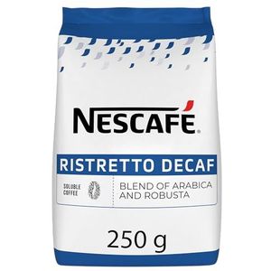 NESCAFÉ Ristretto Decaf, oploskoffie met stabiele crème, cafeïnevrij, gevriesdroogd, per stuk verpakt (1 x 250 g zakje)