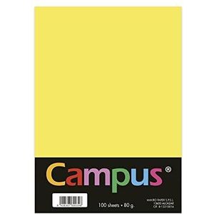 Plus Office Gekleurd papier, A4, 80 g/m², 210 x 297 mm, A4-papier, zacht, ideaal voor boekbinden, kantoor, tekenen en knutselen, geel