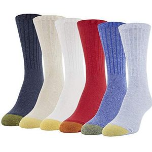 GOLDTOE Women's Casual Ribbed Crew Socks, 6-Pairs, Chambray, Medium
