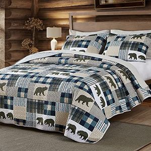 UMCHORD Cabin Quilt Set Queen, Kerst Rustieke Quilt Coverlet Bed Set, 3-delige Lichtgewicht Omkeerbare All Season Quilt Set, Lodge Sprei Quilt met 2 Shams