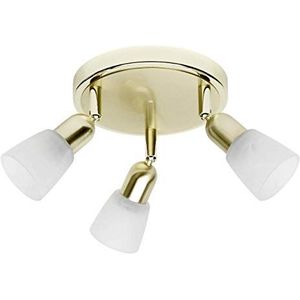 BRILLIANT lamp Sofia Spotrondell 3flg messing/wit-albast | 3x D45, E14, 40W, geschikt voor vallampen (niet inbegrepen) | Schaal A ++ tot E | Hoofden draaien