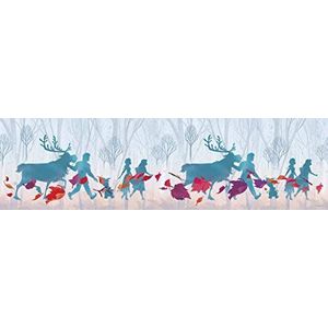 AG Design Frozen 2 Silhuette, Disney, decoratieve wandrand voor kinderkamer, 5 m x 14 cm, WBD 8160, zelfklevende folie, blauw, 0,1 m