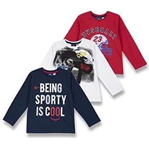 Chicco T-shirt met lange mouwen van katoen, T-shirts Kinderen en tieners, Rode, 15 maanden (pakket van 3)