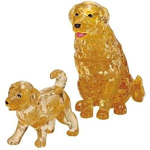 Crystal Puzzel | 3D Golden Retrieverpaar | Transparant design | 44 delen | Bouwpakket voor kinderen en volwassenen HCM Kinzel