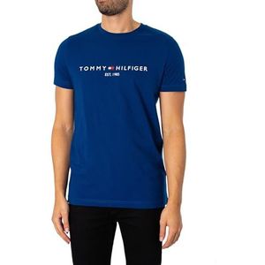 Tommy Hilfiger Heren Tommy Logo Tee S/S T-shirts, blauw, 3XL, Anker Blauw, 3XL grote maten tall