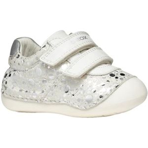 Geox B Tutim B, eerste stappen voor meisjes 0-24, Wit Zilver, 18 EU