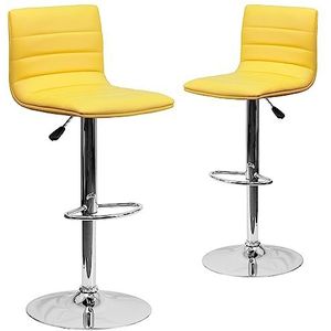 Flash Furniture Contemporary Vinyl verstelbare hoogte bar stool met chromen basis 2 Pack geel