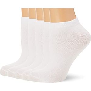 Nur Die 5-pack sneakersokken Classic van ademend katoen comfortabele antislip band voor dames, wit, 39-42 EU