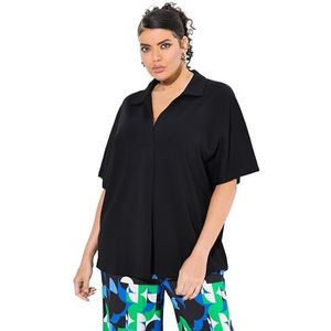 Ulla Popken - Blouseshirt - Zwart - Halve Mouw - Losse Pasvorm