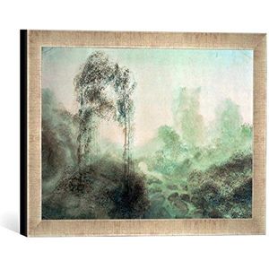Ingelijste foto van Joseph Mallord William Turner ""Landscape in the fog"", kunstdruk in hoogwaardige handgemaakte fotolijst, 40x30 cm, zilver raya